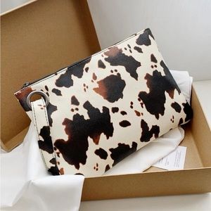 Cow Print Envelope Clutch Bag